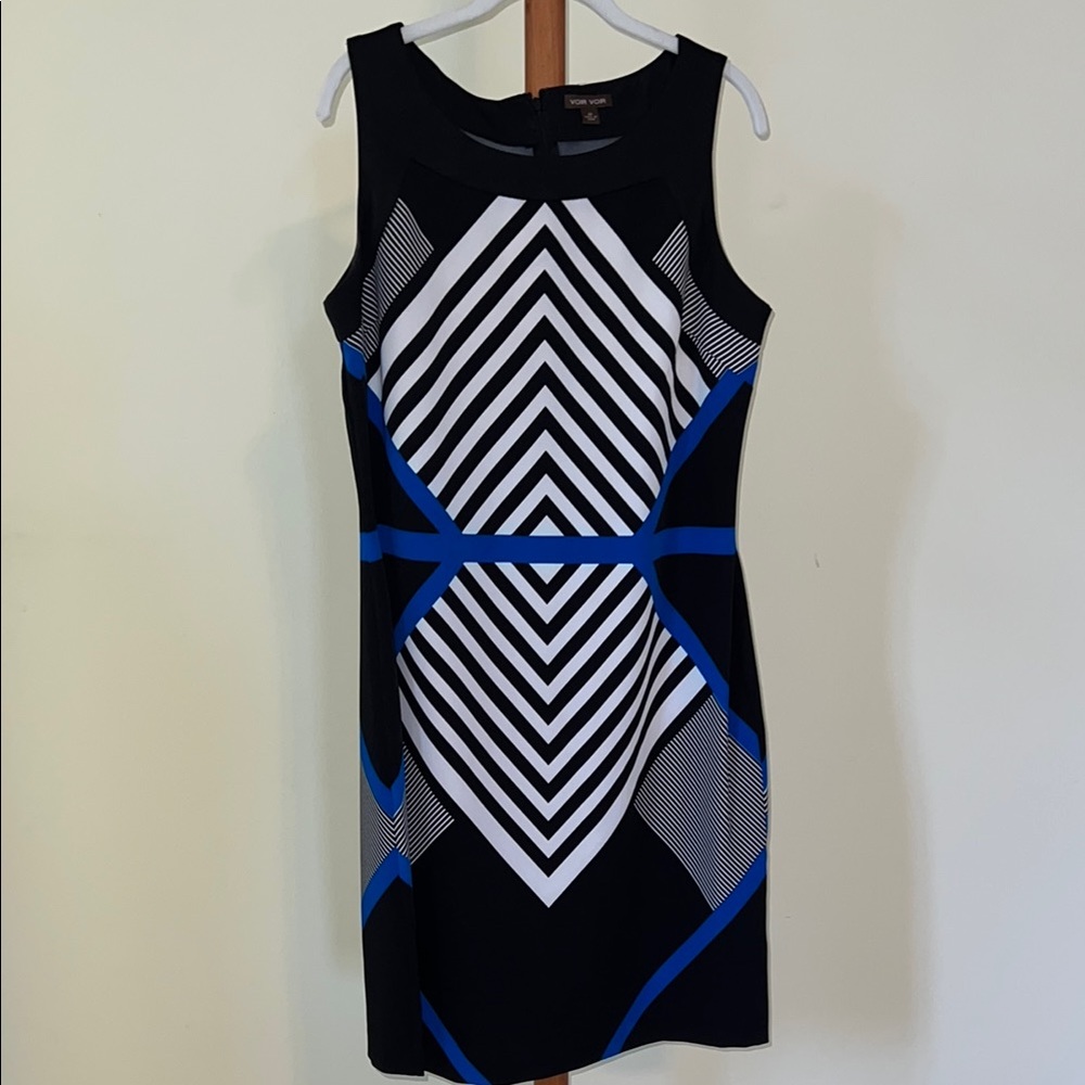 Voir Voir Black and White Sleeveless Sheath Dress